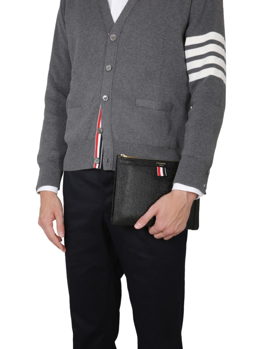 Shop Thom Browne Cotton Cardigan In Grey