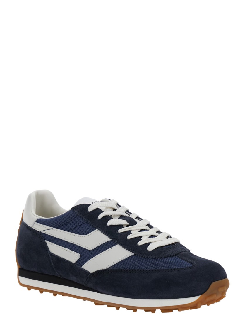 Shop Tom Ford Navy Suede And Mesh Sneakers With Contrast Stripes In Blue