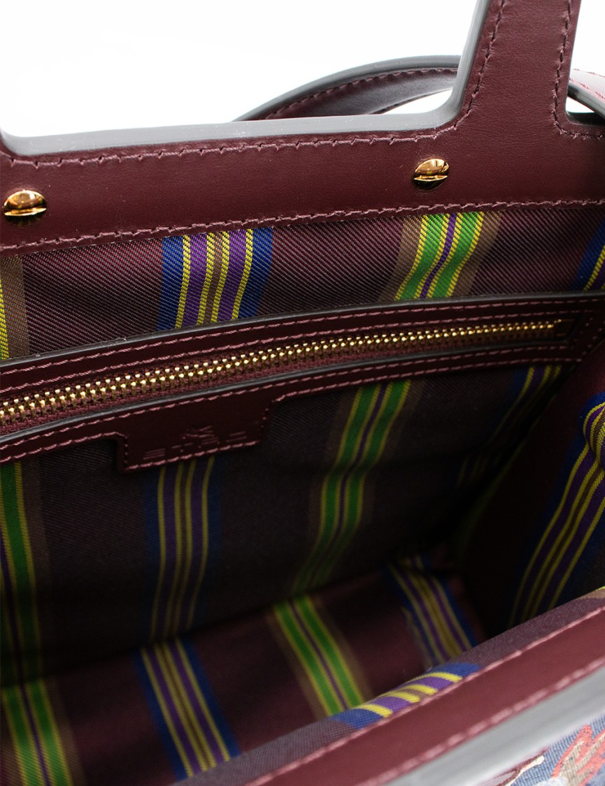 Etro Floral Paisley Handbag With Leather Accents