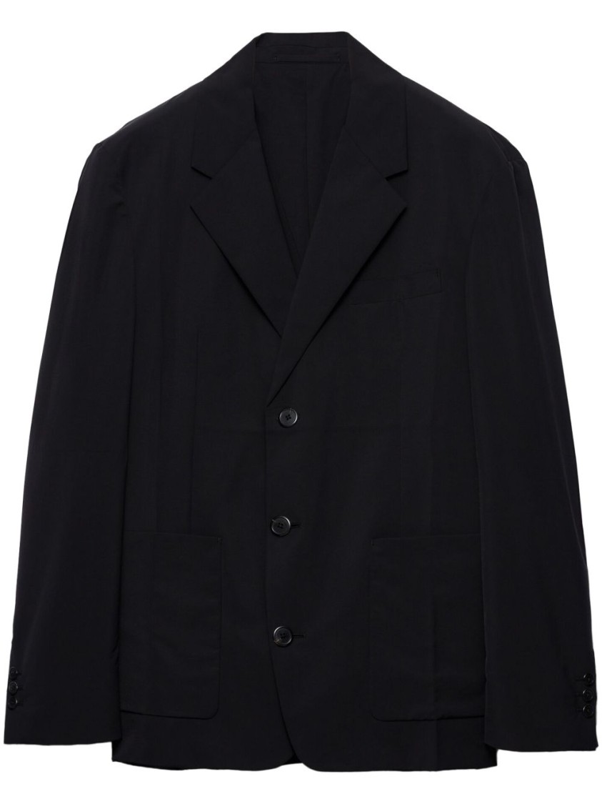 Prada Tailored Black Jacket With Notched Lapel In Black