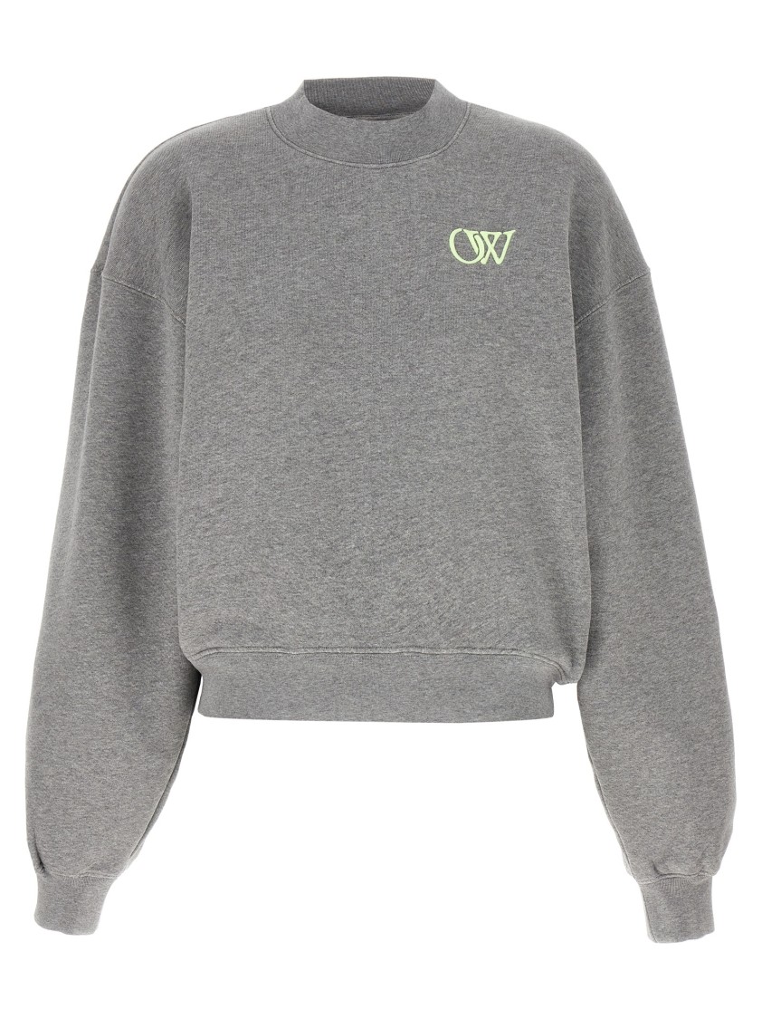 Off-white Embroidered Sweatshirt With Ribbed Cuffs And Hem In Gray