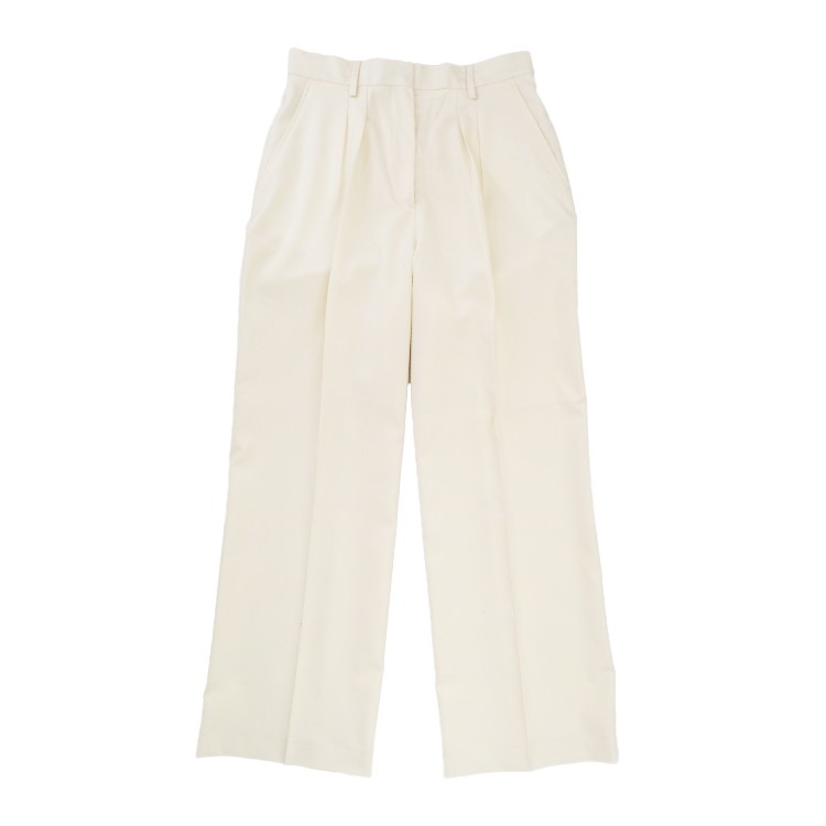 Officine Generale High-waisted Wide Leg Pants With Double Pleats In White