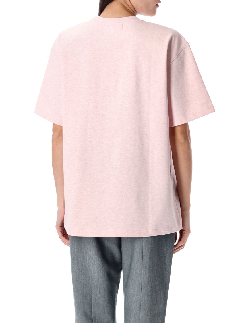 Shop Ganni Embroidered Heart Design Relaxed-fit T-shirt In Pink