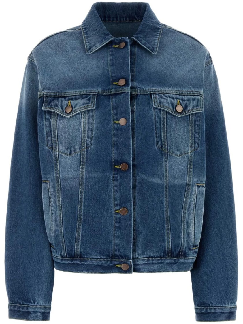 Prada Denim Jacket With Chest Pockets And Long Sleeves In Blue