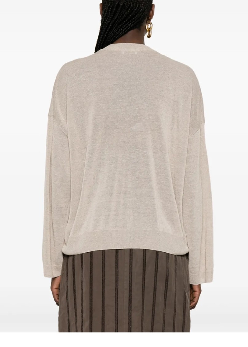 Brunello Cucinelli Long-sleeved Top With Relaxed Fit In Neutral