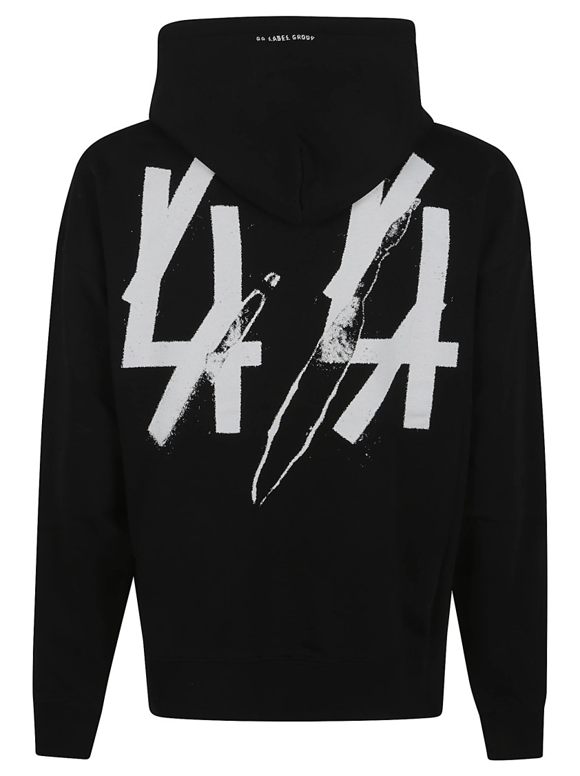 44 Label Group Faded Gen Graphically Printed Black Hoodie With Drawstring In Black