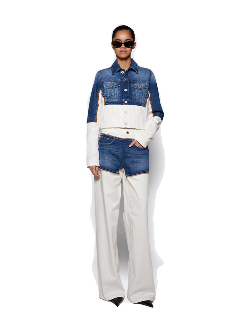 Shop Jean Paul Gaultier The Petit Grand Denim Jacket Ecru In Multicolor