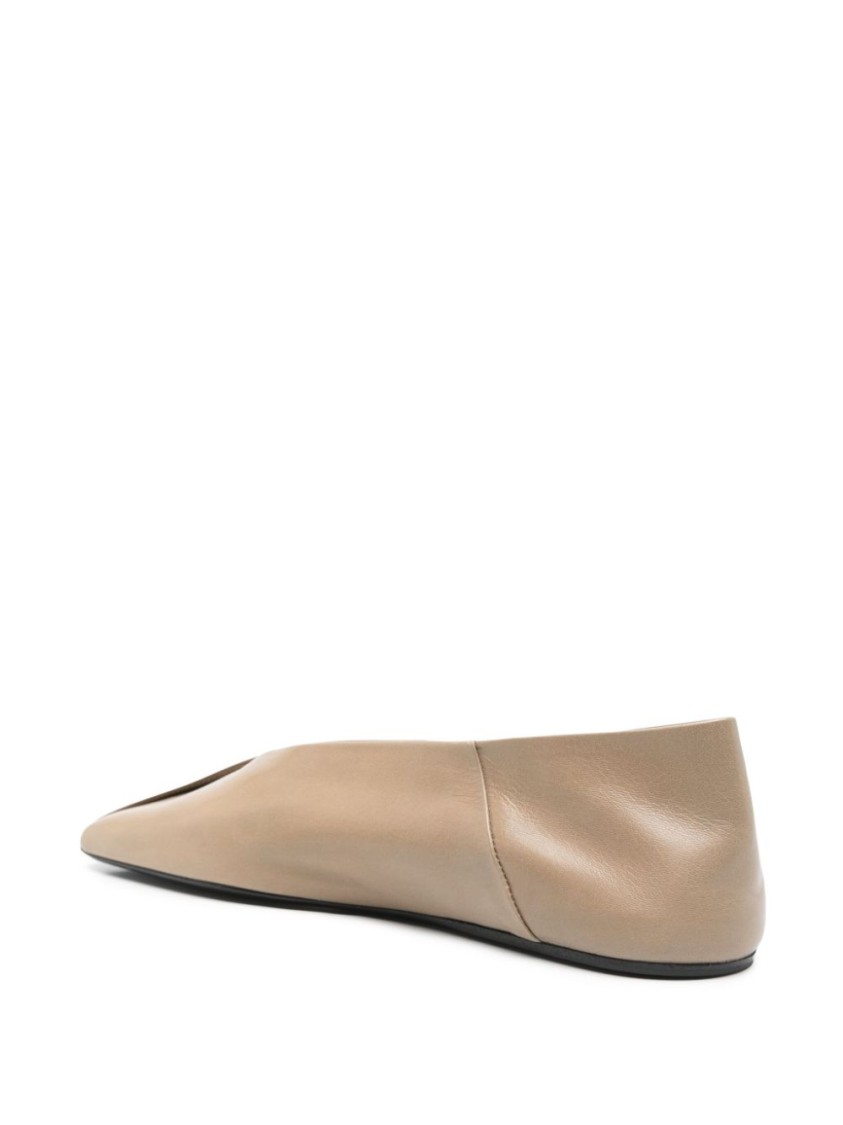 Jil Sander Sandy-colored Leather Ballet Flats In Neutrals