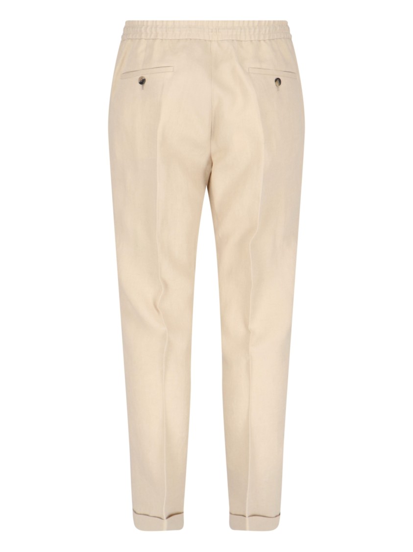 Paul Smith Straight Trousers With Elastic Waistband And Cuffed Hem