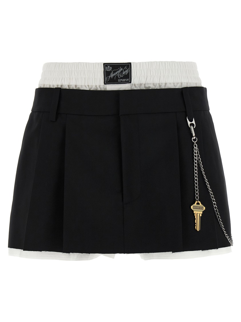 ミニスカート Alexander Wang PRE-STYLED PLEATED SKORT WITH CHAIN Alexander Wang Pre-Styled Pleated W/Chain' Skort | THE LIST