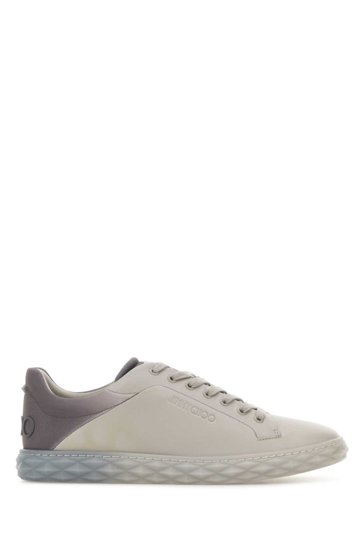 Jimmy Choo Grey Leather Diamond Light/m Sneakers In Gray
