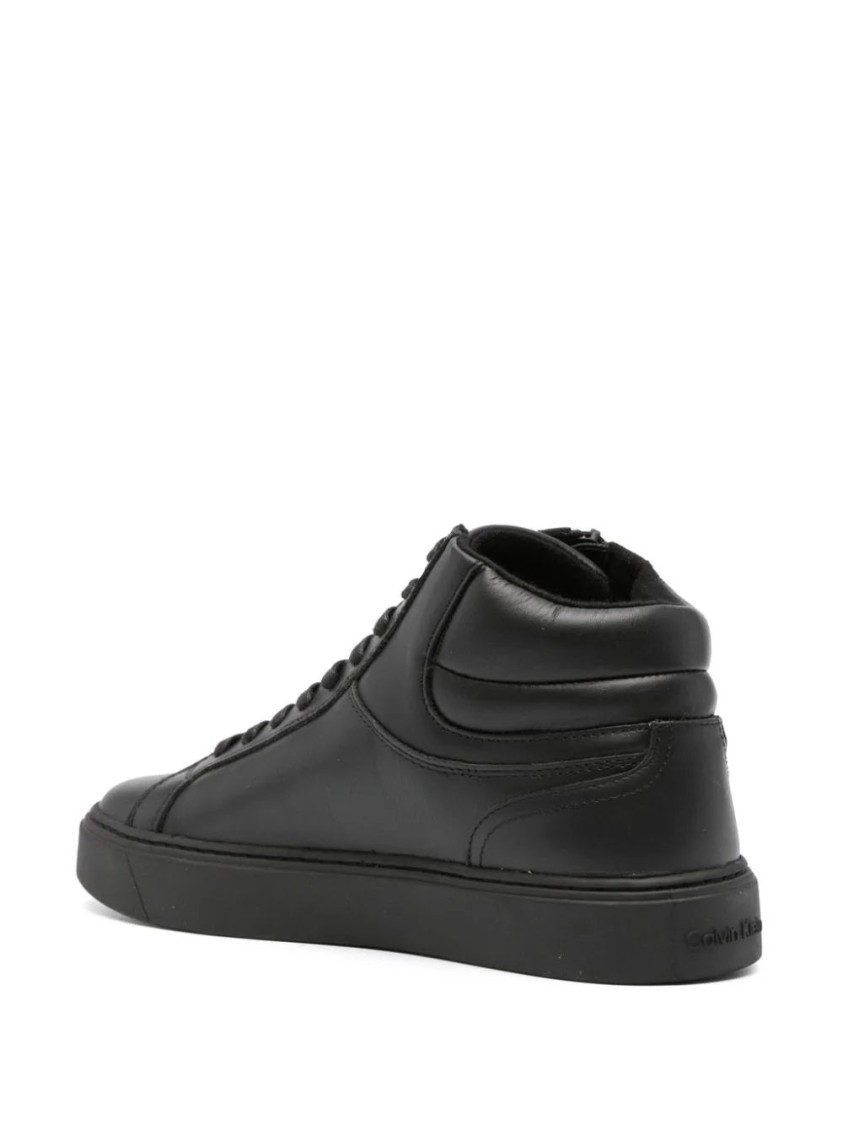 Calvin Klein High Top Lace Up Booties In Black