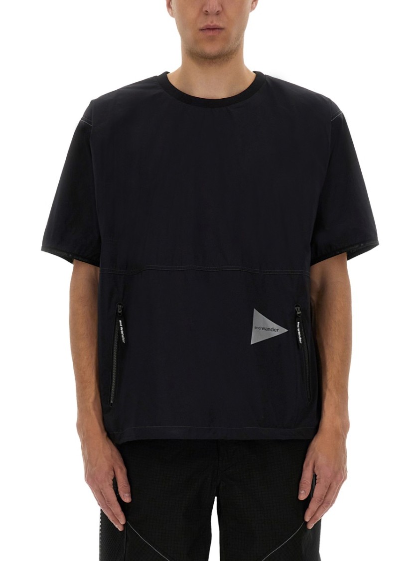 And Wander Contrast-stitching Panelled T-shirt