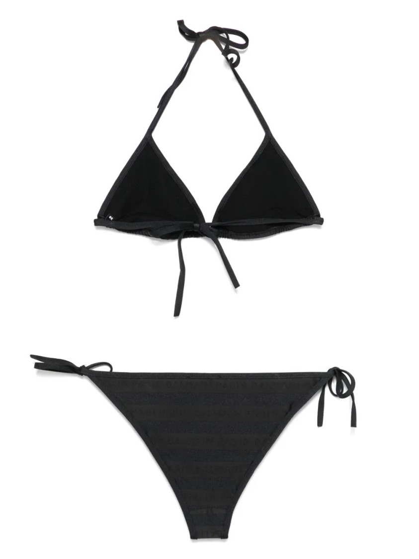 Balmain Classic Triangle Bikini With Adjustable Ties In Black