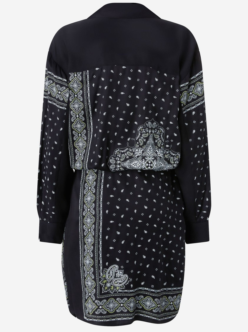 Pinko Viscose Dress With Bandana Print In Black