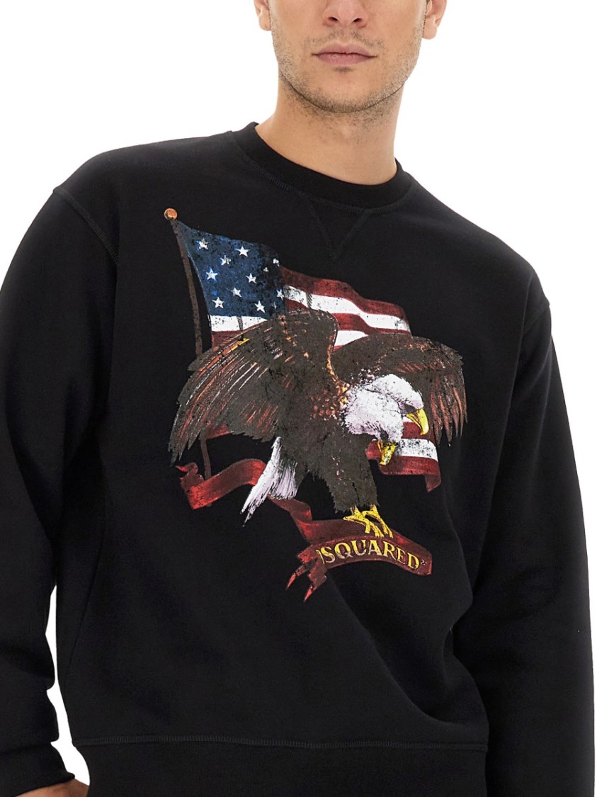 Shop Dsquared2 Cool Fit Sweatshirt With Eagle Graphic Print In Black