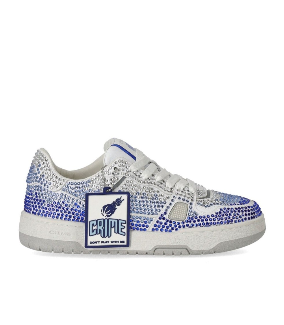CRIME LONDON CRIME LONDON OFF COURT OG BLUE SNEAKER WITH RHINESTONES 
