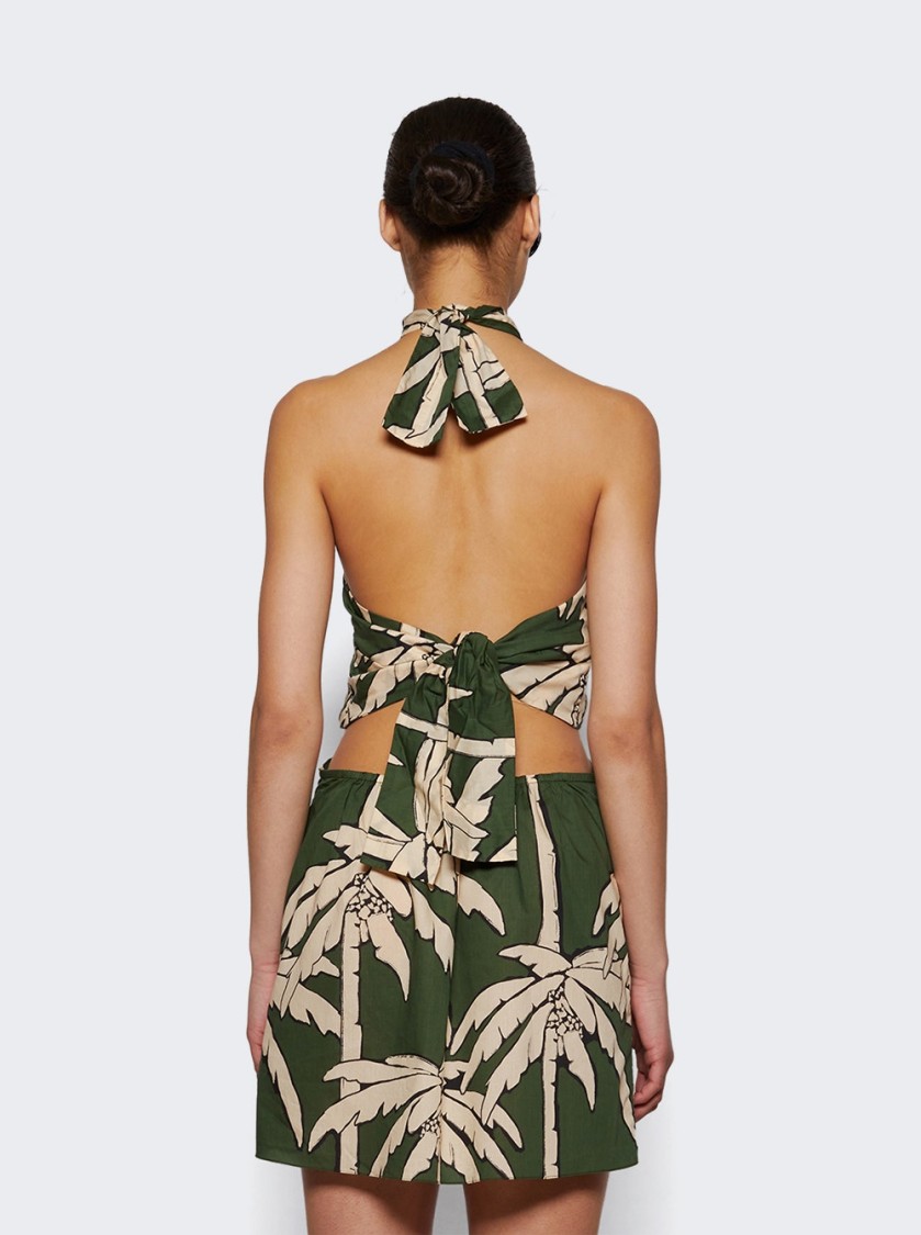 Johanna Ortiz Heart Pirate Mini Dress Green And Ecru In Green