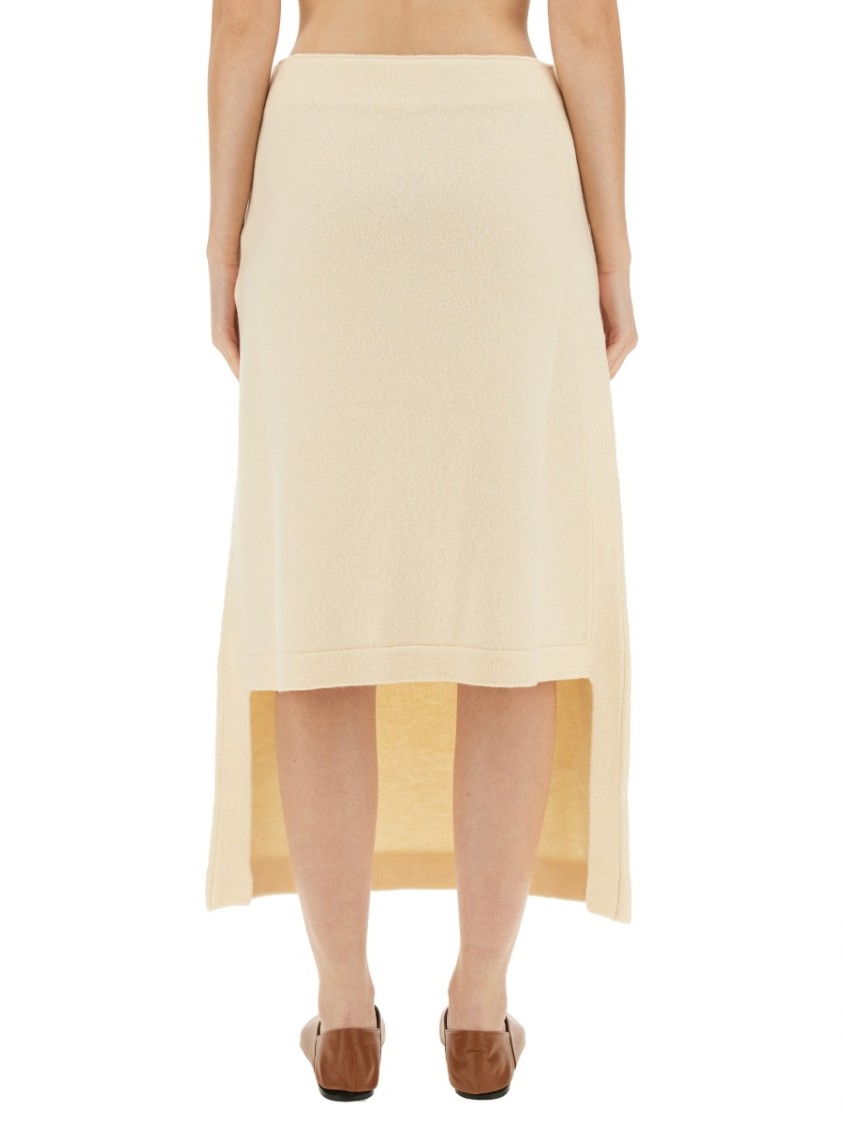 Jil Sander Regular Fit Midi Skirt In Soft Wool In Neutrals