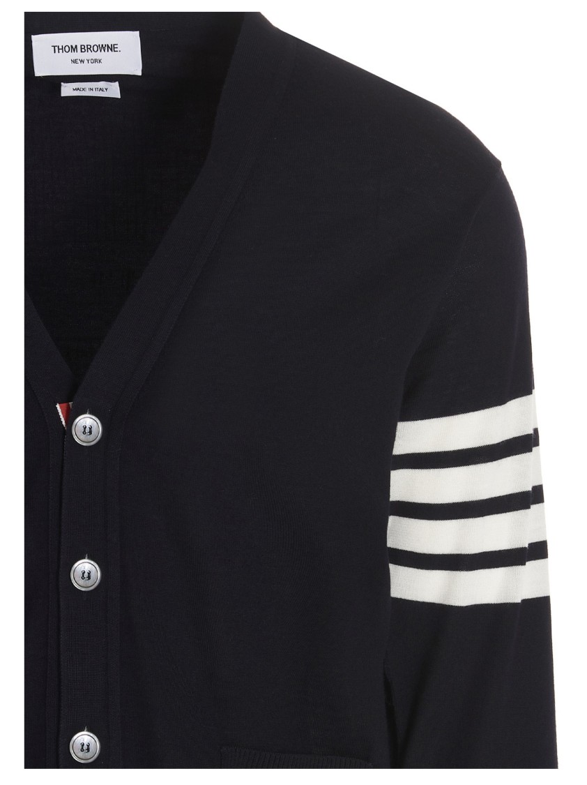 Thom Browne Merino Wool 4-bar Cardigan In Black