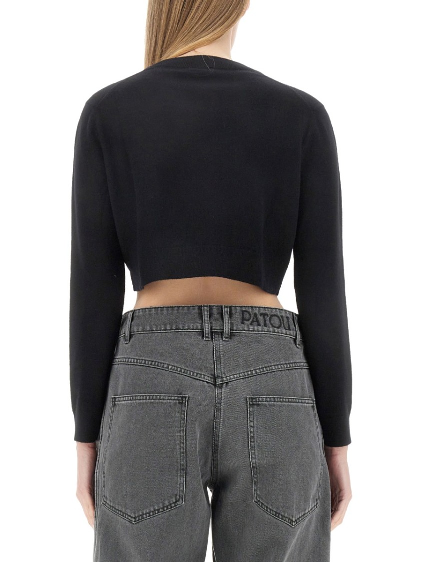 Shop Patou Cropped Black Sweatshirt