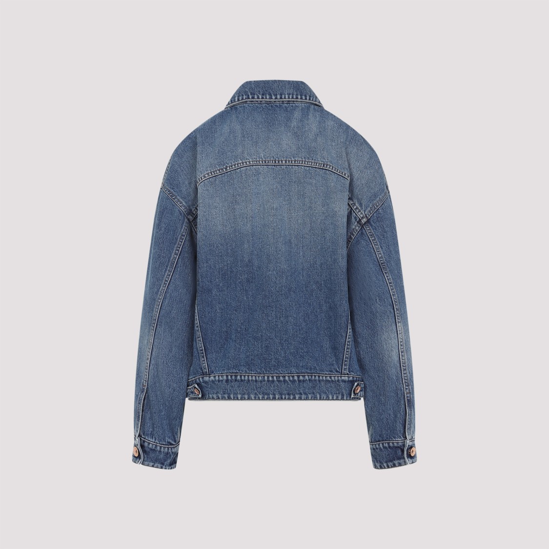 Shop Brunello Cucinelli Medium Blue Cotton Denim Jacket In Grey