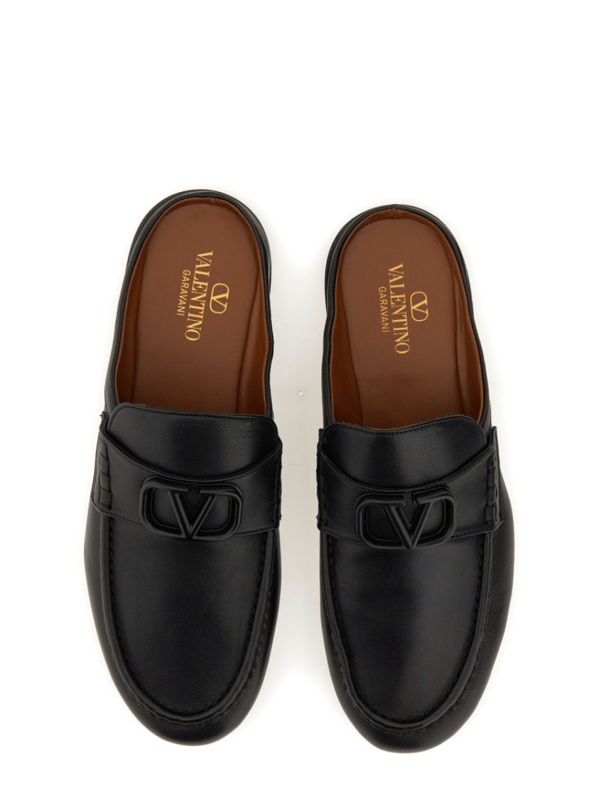 Valentino Vlogo Leather Slippers