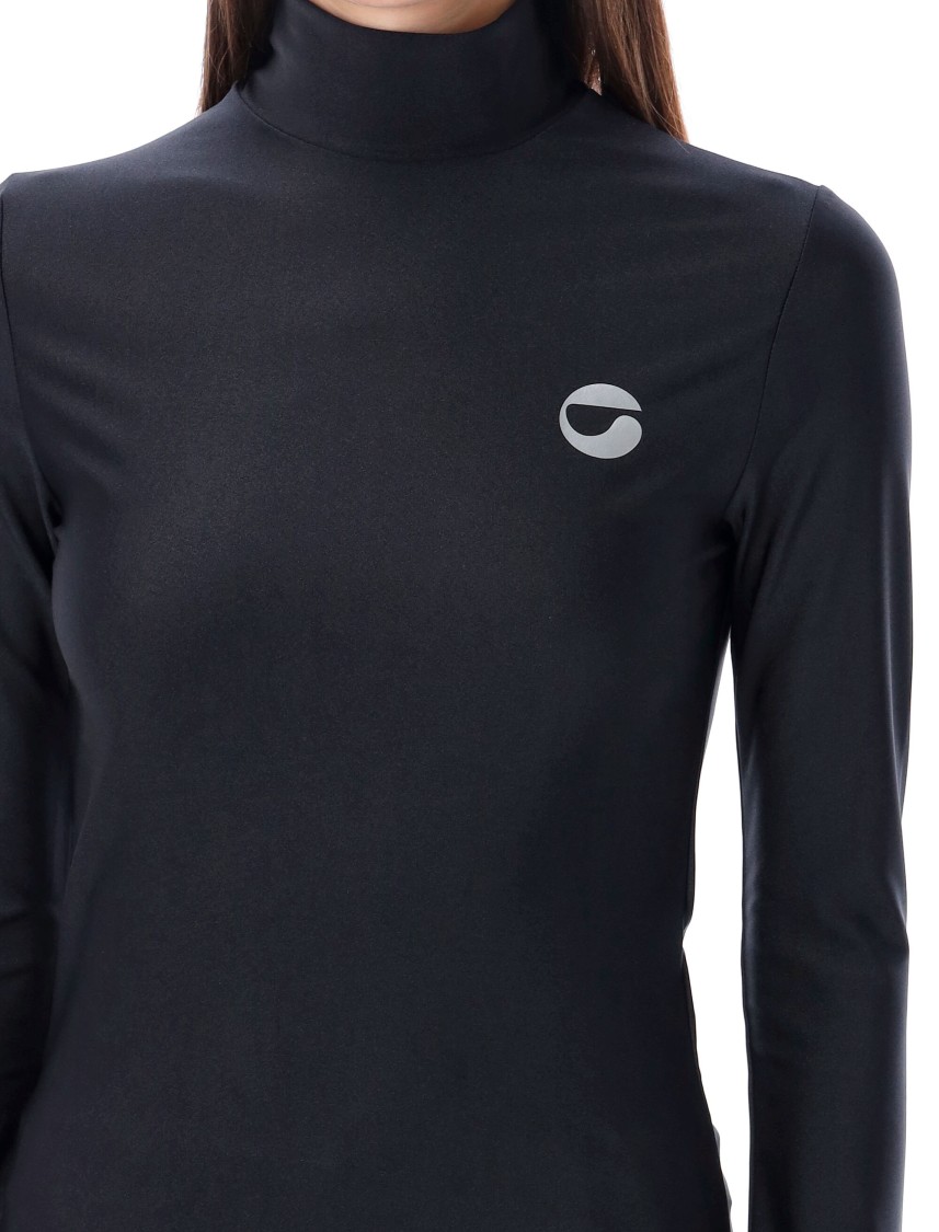 Coperni Black Tight High Neck Long Sleeve T-shirt In Brown