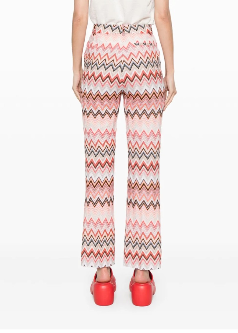 Missoni Flared Zigzag Pattern Trousers With Soft Texture