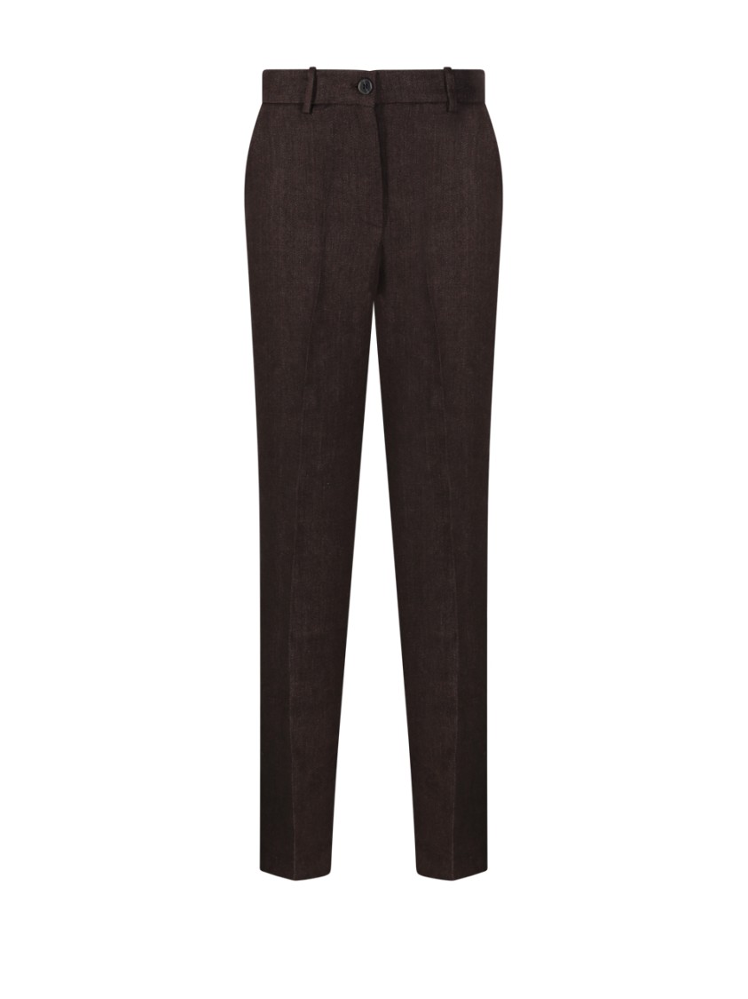Shop P.a.r.o.s.h Parosh Tailored Brown Linen Pants In Black