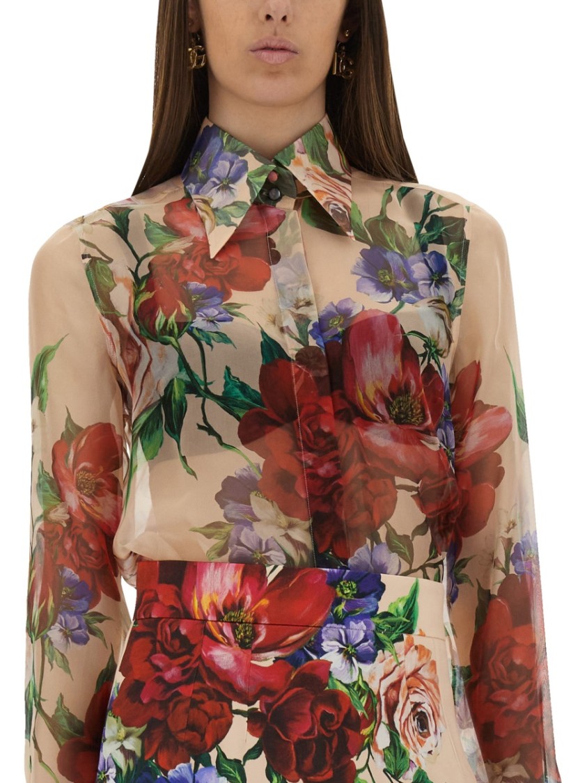 Shop Dolce & Gabbana Flower Print Chiffon Shirt