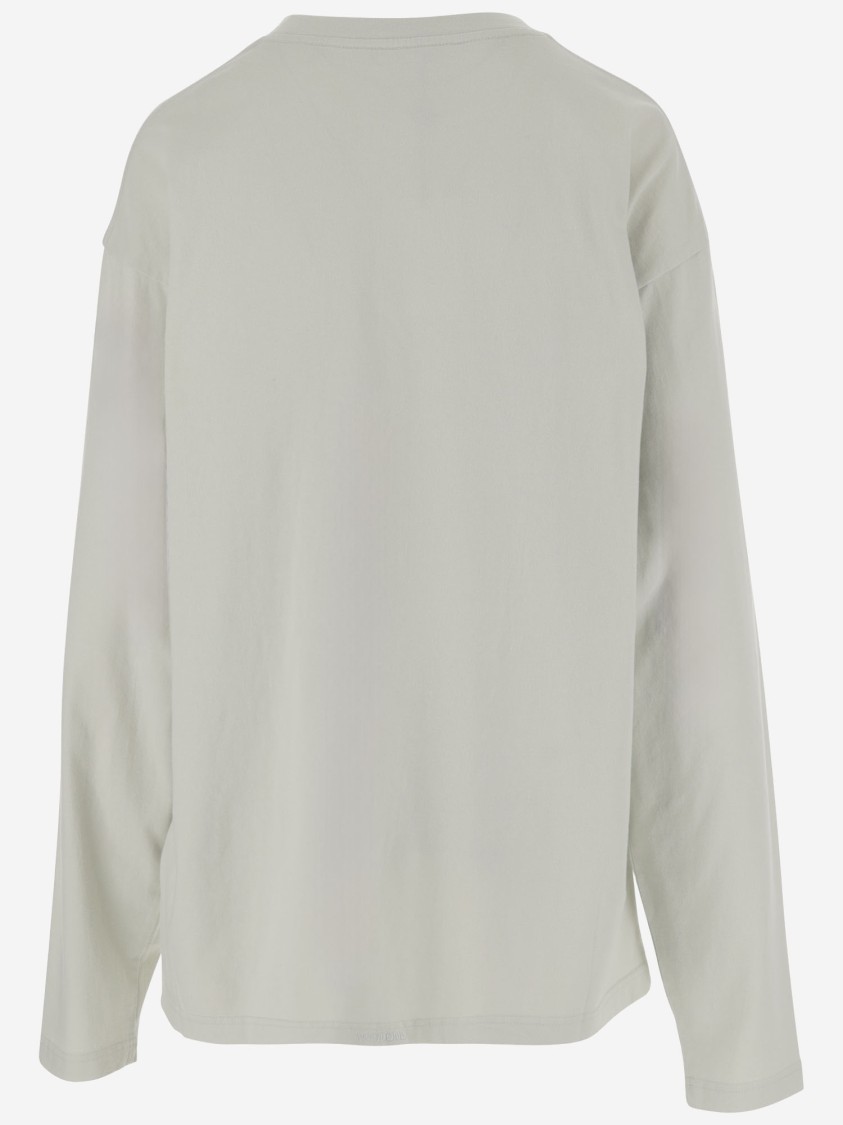 We11 Done Long-sleeved Cotton Sweater With Teddy Bear Print In Gray