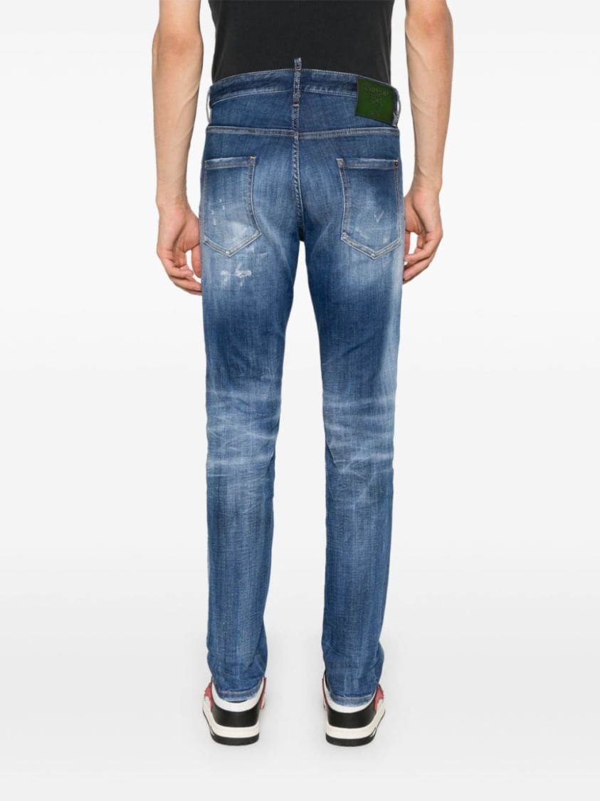 Shop Dsquared2 Blue Slim-fit Denim Trousers With Distressed Detailing