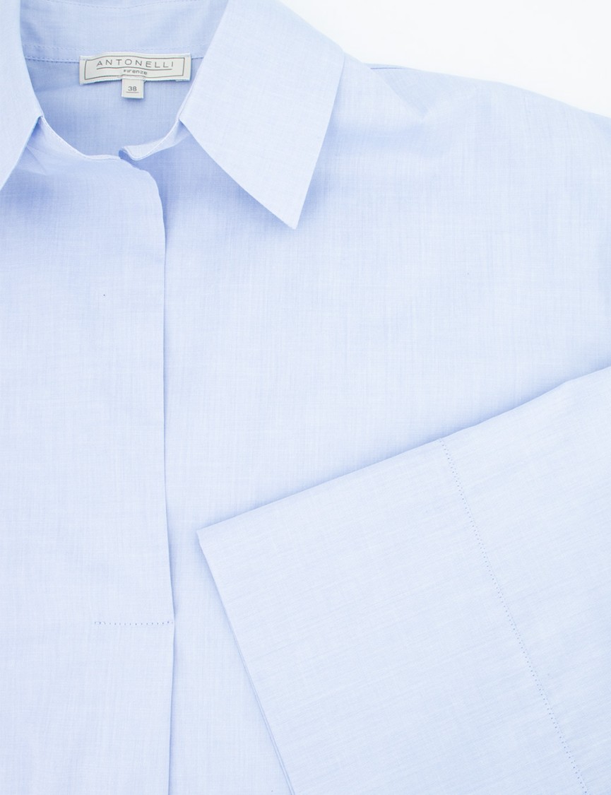 Antonelli Fluid Fit Cotton Poplin Shirt With V-neck