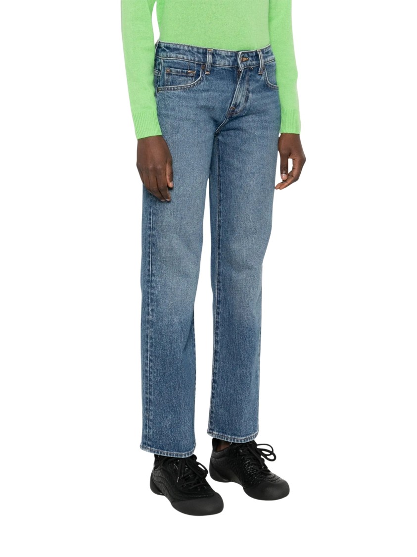 7 FOR ALL MANKIND 7 FOR ALL MANKIND LIGHT WASH STRAIGHT-LEG JEANS WITH CLASSIC FIVE-POCKET DESIGN