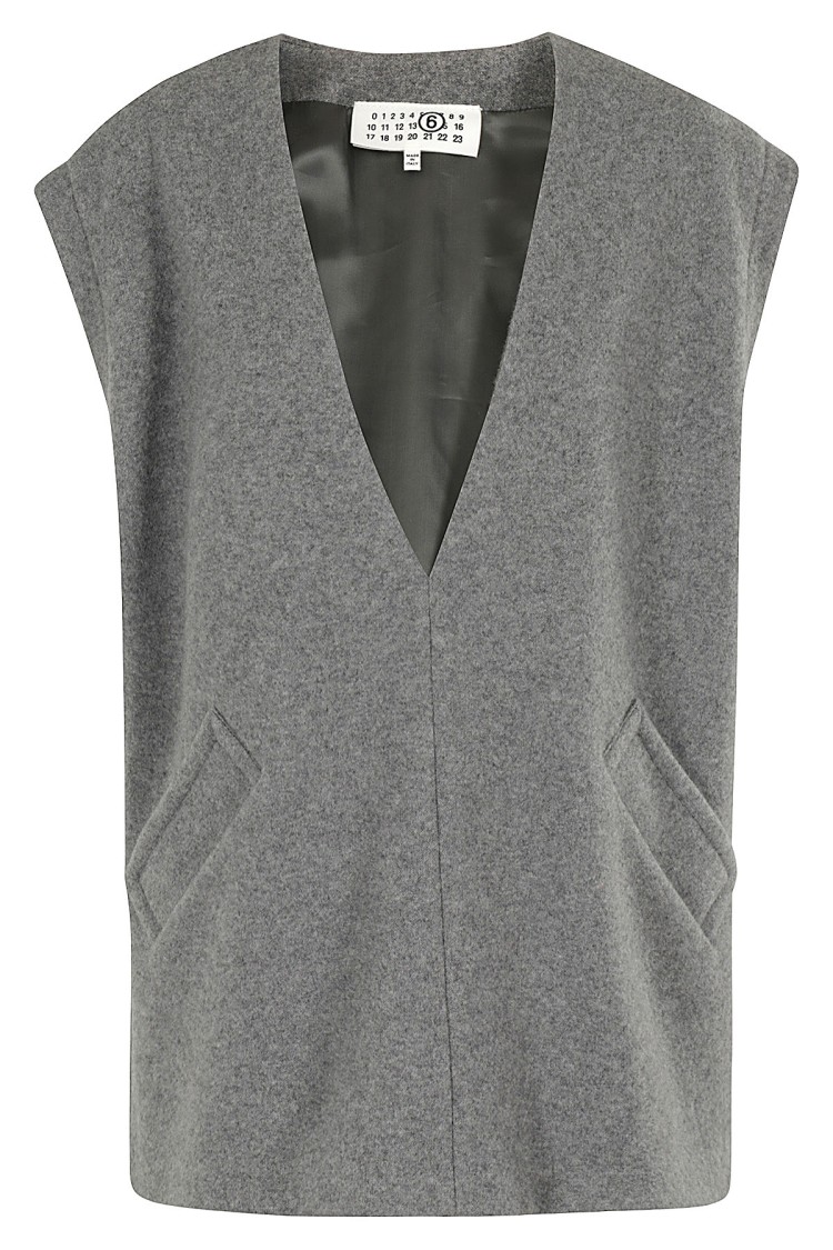 Mm6 Maison Margiela Mm6 By Maison Margiela Oversized Wool Blend Vest In Grey
