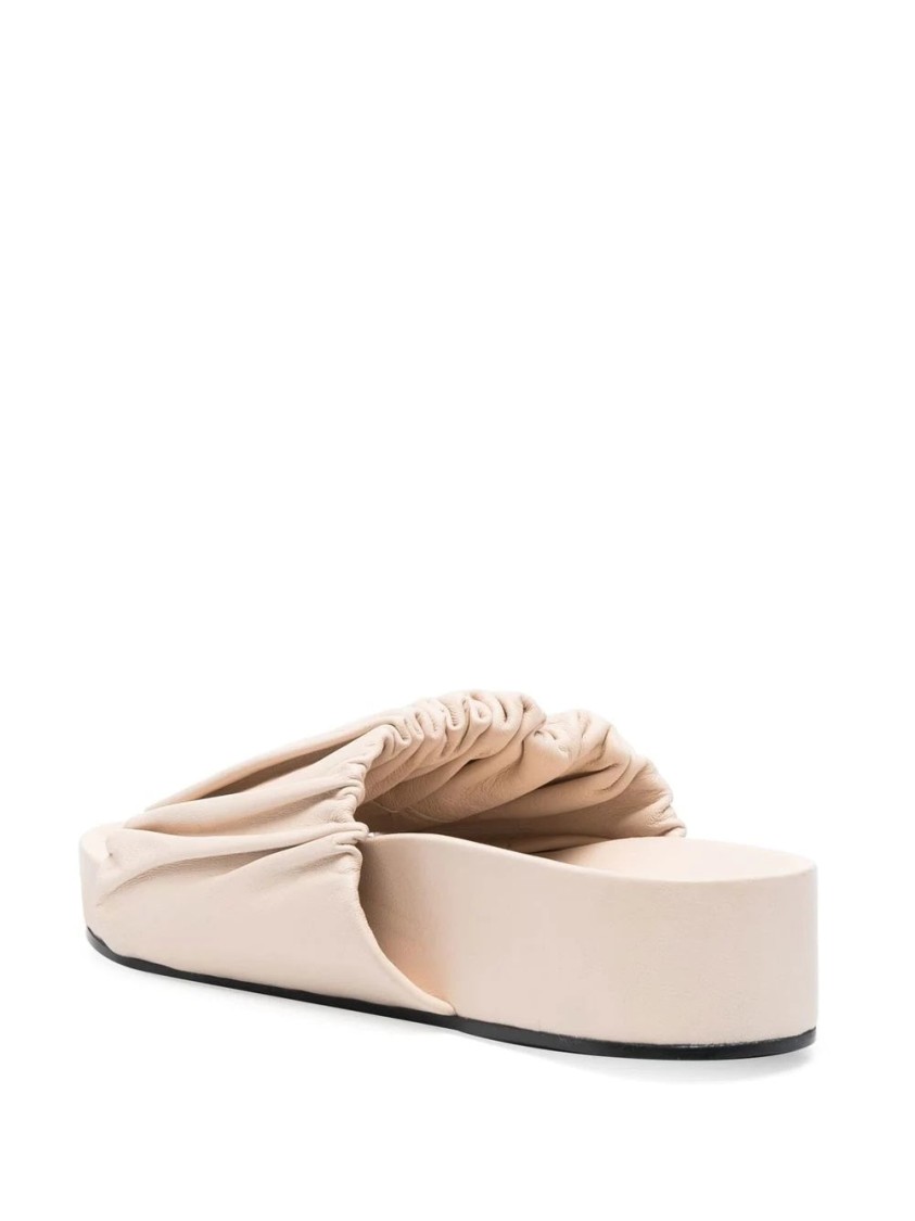 Jil Sander Gathered Texture Open Sandals With Platform Sole In Pink