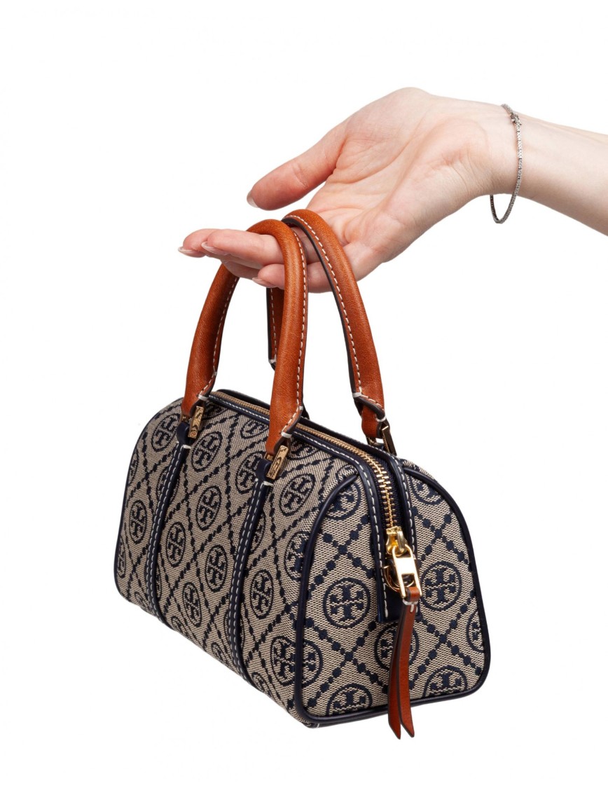 Tory Burch Monogram Bucket In Printed Cotton Monogram Blue