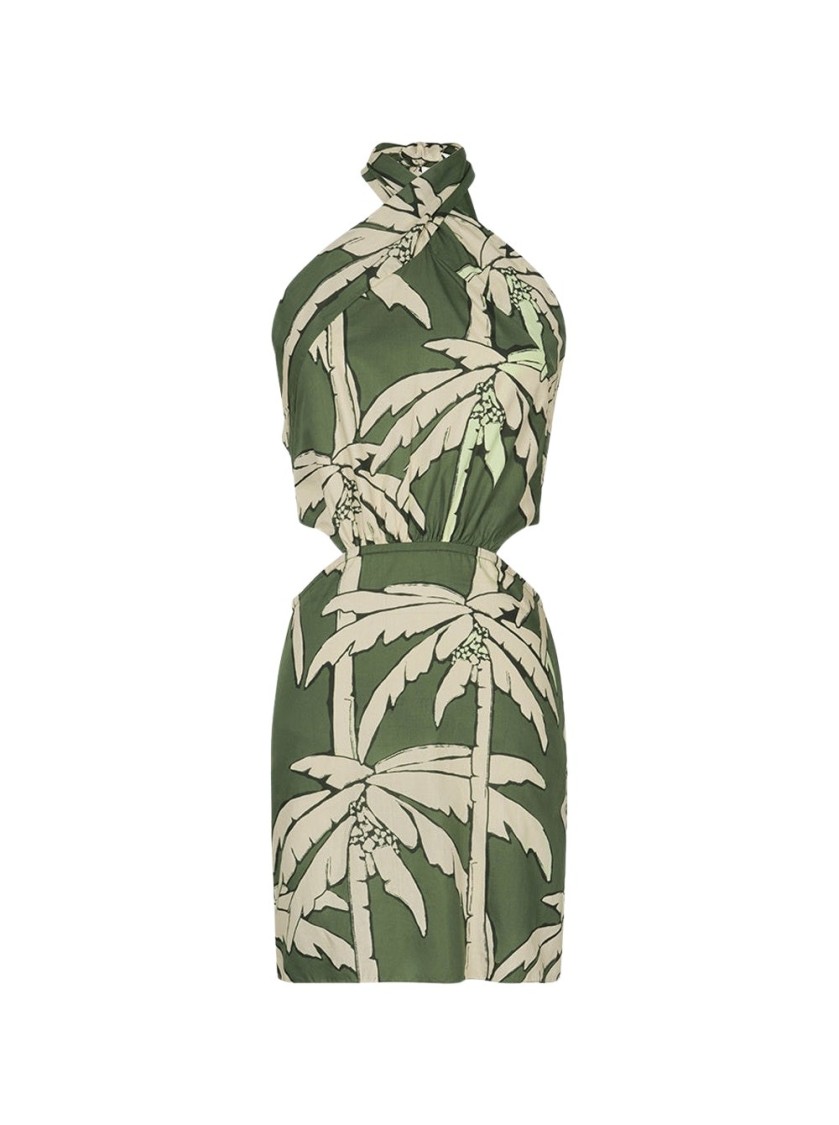 Johanna Ortiz Heart Pirate Mini Dress Green And Ecru In Green