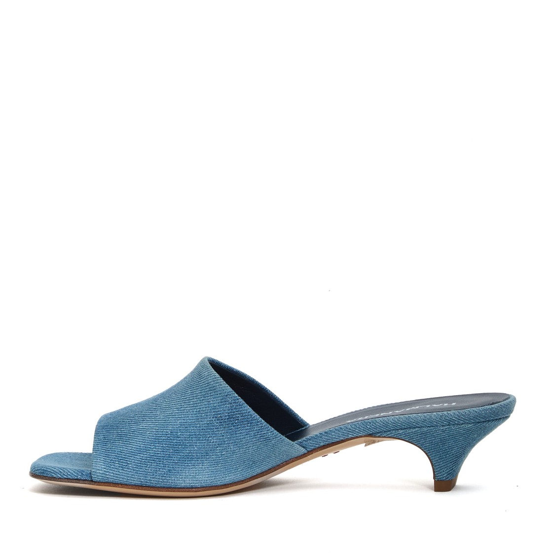 Halmanera Jeans Slides, 40mm Heel In Blue
