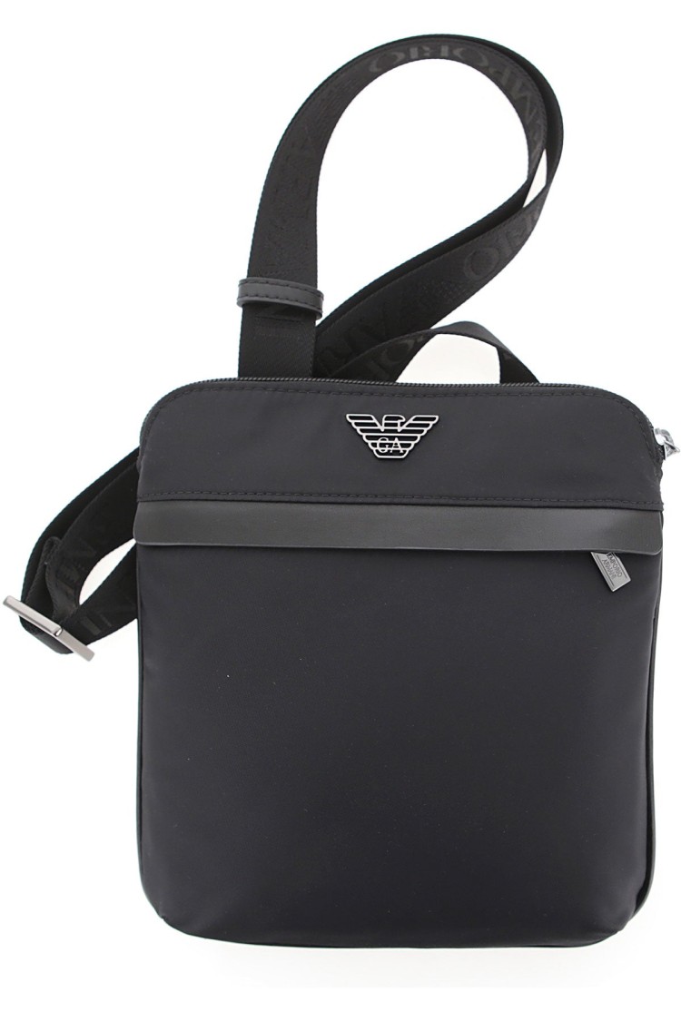 Emporio Armani Black Polyamide Small Flat Messenger Bag