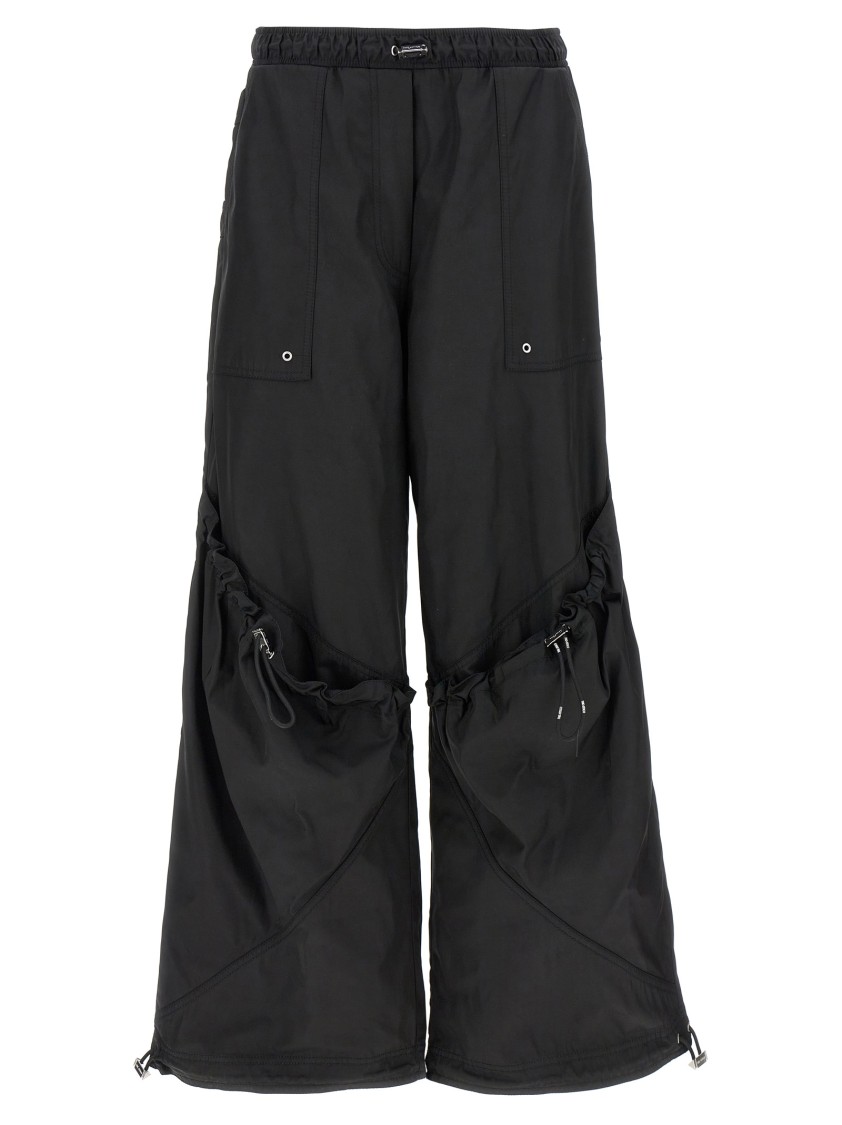 Attico Relaxed-fit Black Pants With Adjustable Drawstring In Black