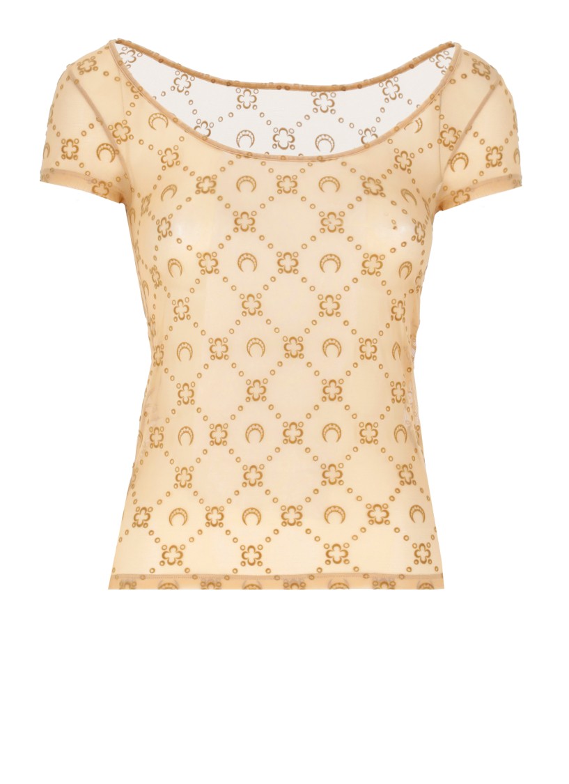 Marine Serre Sheer Floral Scoop Neck Top