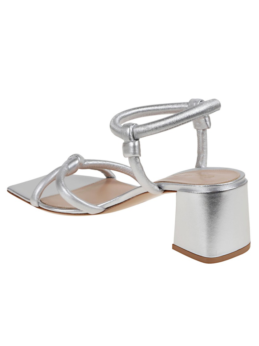 Gianvito Rossi 55 Block Heel Strappy Sandals In Silver