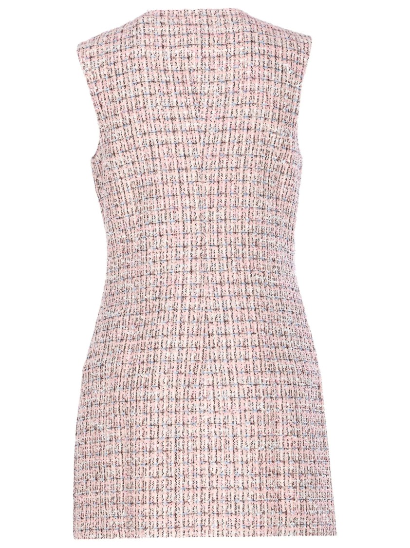 Self-portrait Textured Sleeveless Dress With Fitted Silhouette In Pink