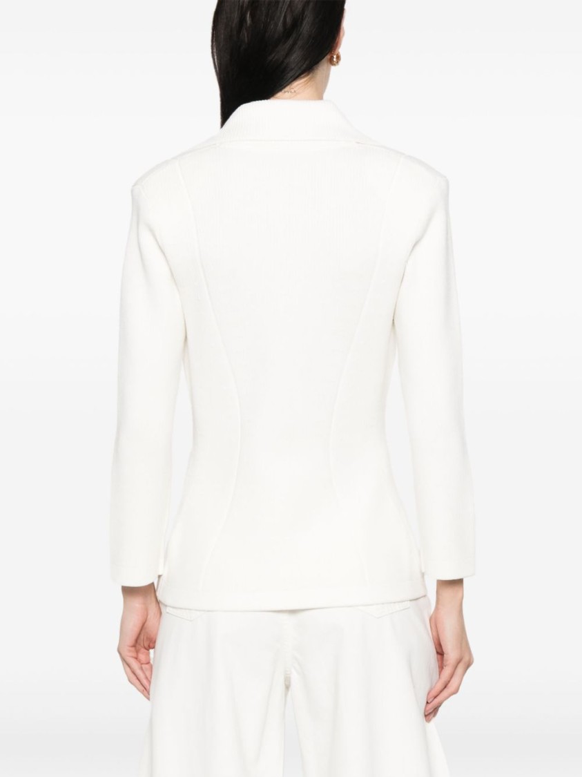 Elisabetta Franchi Ivory Jacket With Deep V-neckline In White