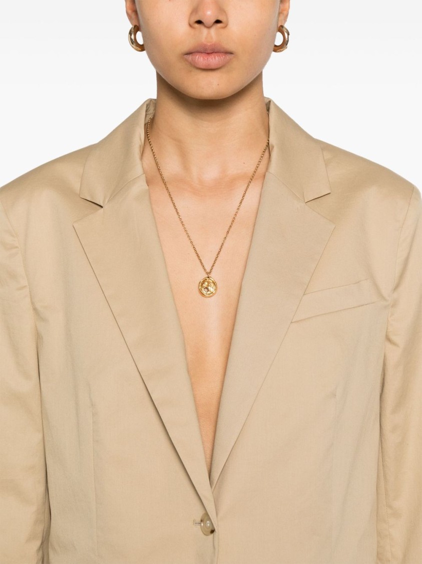 Hugo Boss Light Brown Cotton Blazer With Structured Shoulder Pads In Brown
