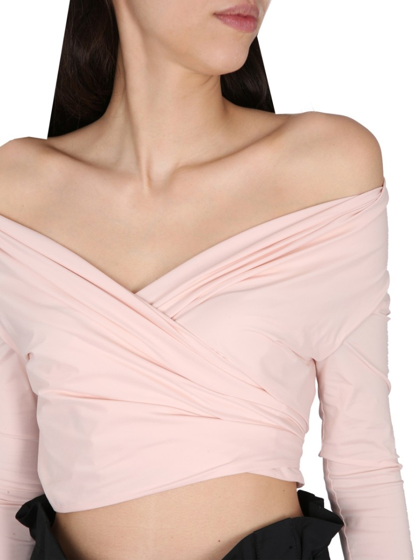 Shop Philosophy Di Lorenzo Serafini Off-the-shoulder Crop Shirt