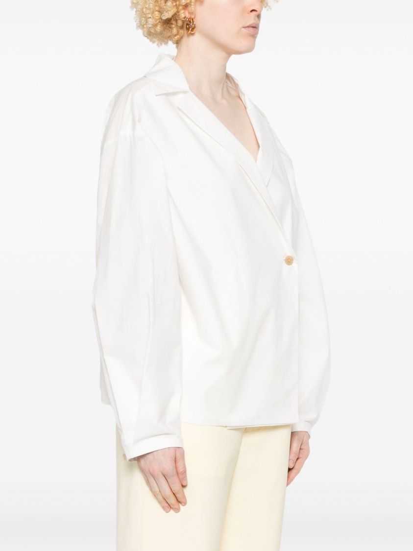 Khaite Pristine Wrap Top With Button Closure In Multi
