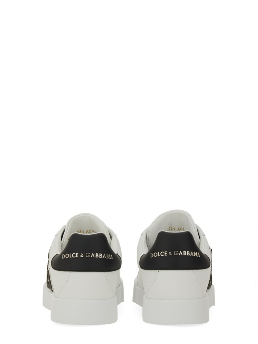 Dolce & Gabbana Dg Logo Patch Leather Sneaker In White